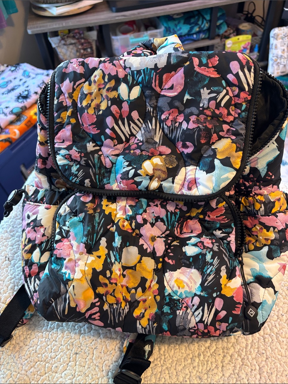 Vera Bradley Floral Backpack Tote - Black Multi